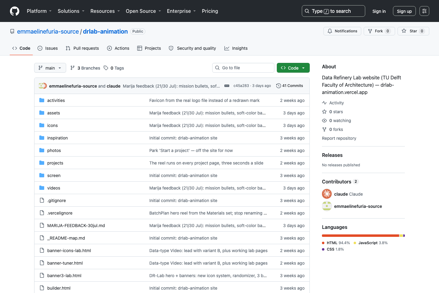 The drlab-animation repository on GitHub